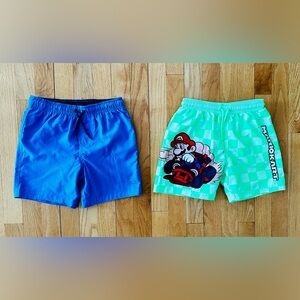 Mario Kart Green Swim Shorts & Blue Swim Shorts Primark Size 6-7 Y